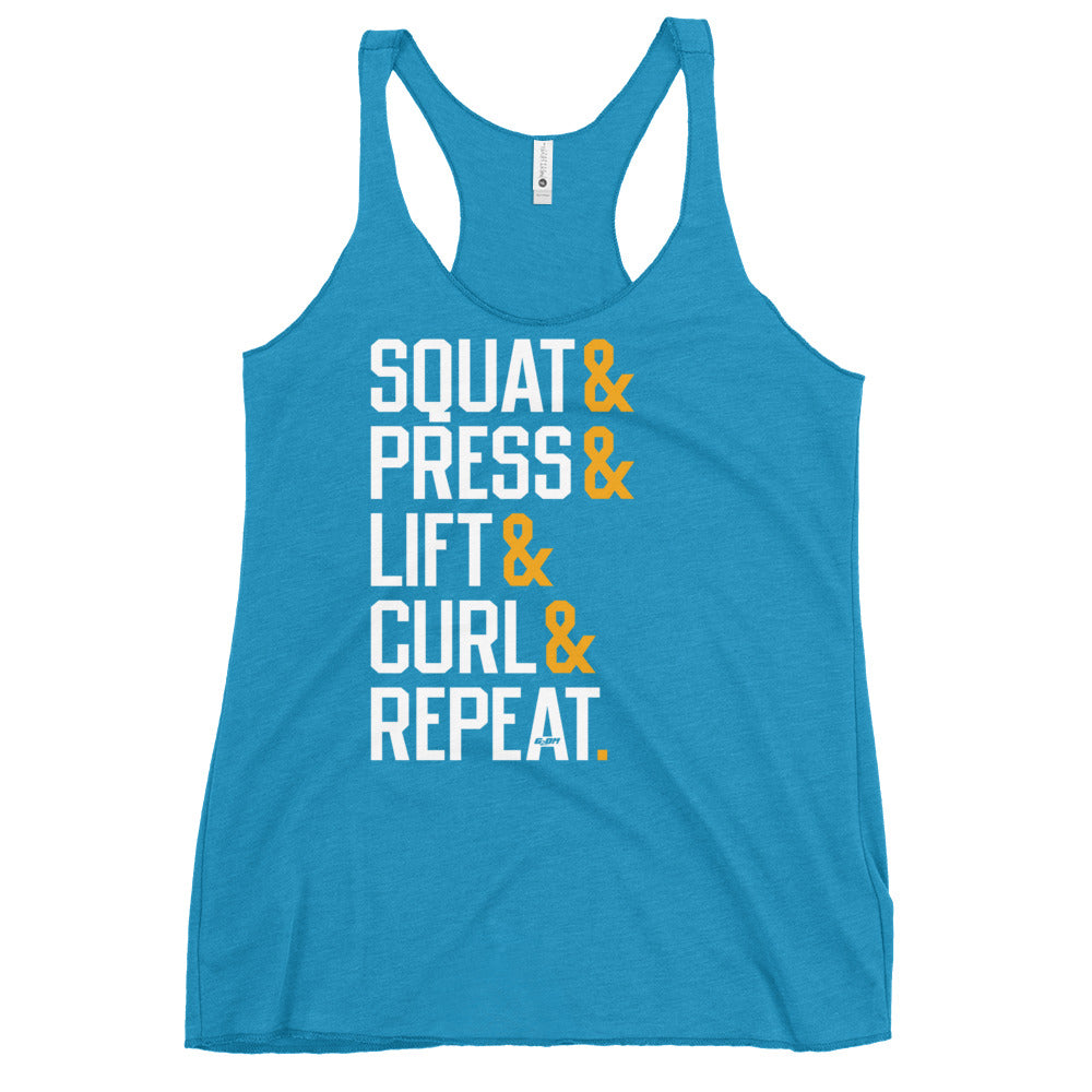 Squat Press Lift Curl Repeat Women's Racerback Tank