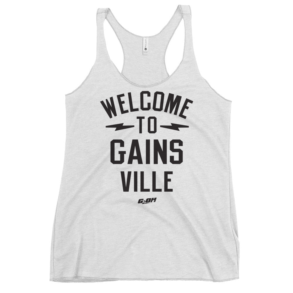 Welcome To Gains Ville Women's Racerback Tank