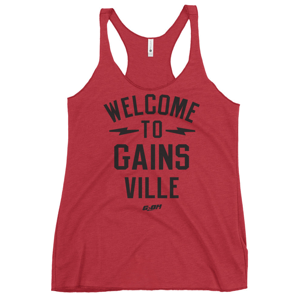 Welcome To Gains Ville Women's Racerback Tank