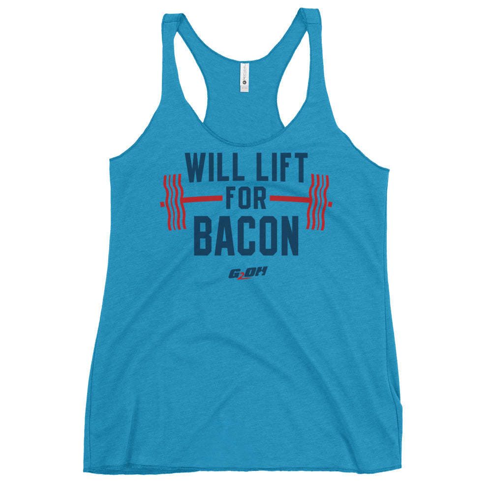 Will Lift For Bacon Women's Racerback Tank