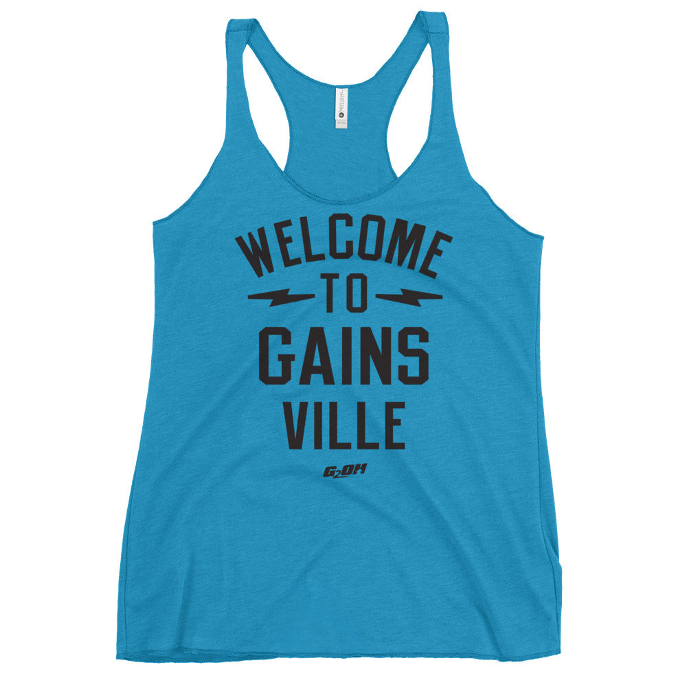 Welcome To Gains Ville Women's Racerback Tank